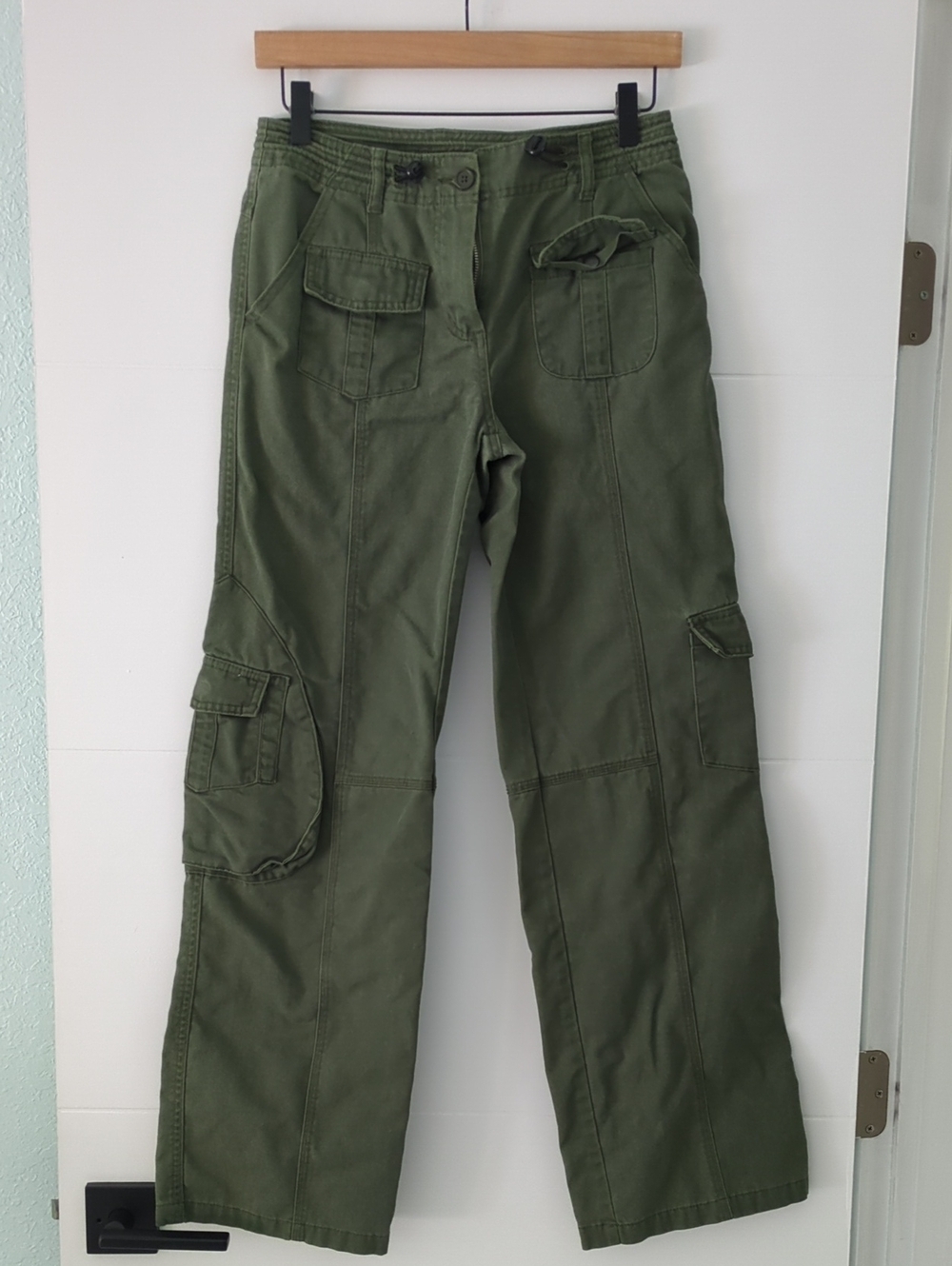 Brandy Melville Kim Olive Green Cargo Mid Waist Utility Army Pants Streetwear OS